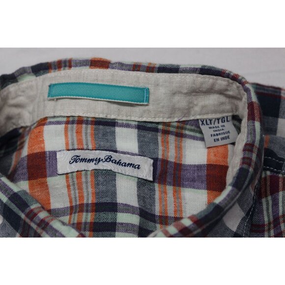 Tommy Bahama Plaid Linen Shirt Men’s XLT Button Front Multicolor Lightweight - Picture 7 of 11